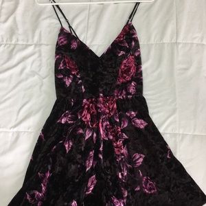 Suede flower romper